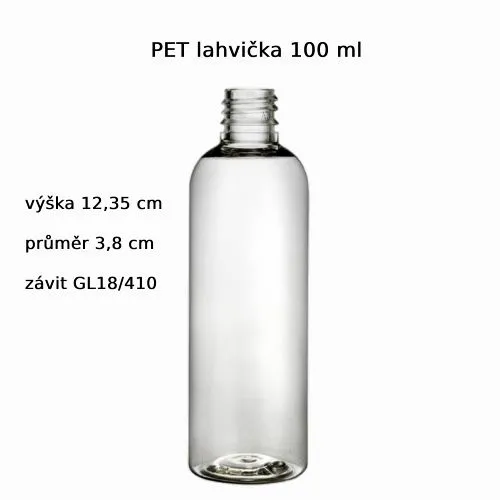 Plastová lahvička čirá s bílým kosmetickým rozprašovačem BETA 100 ml