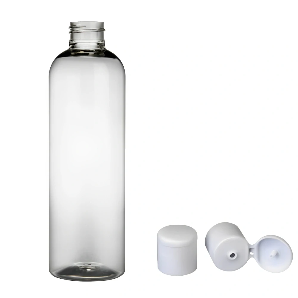 Plastová lahvička čirá s bílým dávkovacím víčkem Ambra 250 ml