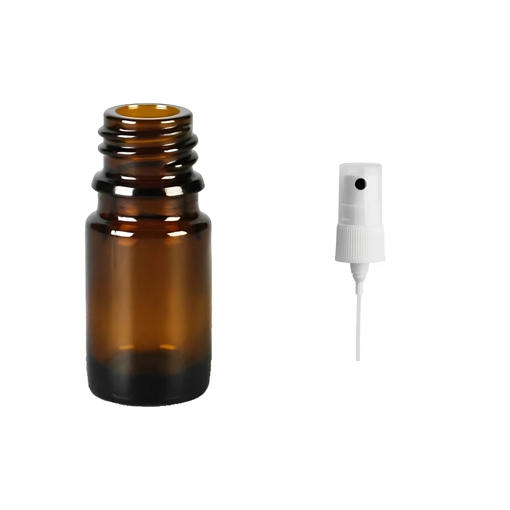 Skleněná lékovka s bílým kosmetickým rozprašovačem Luna 15 ml