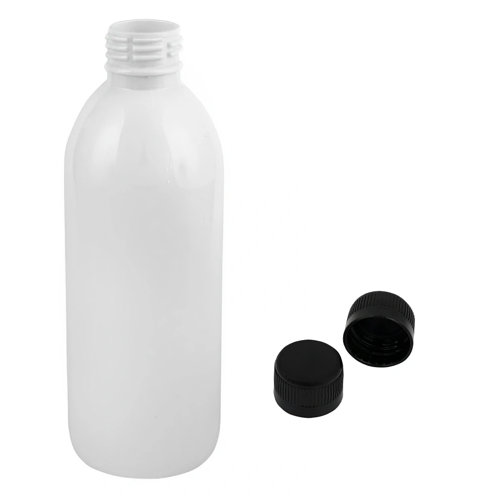 Plastová lahvička bílá s černým uzávěrem Tera 300 ml
