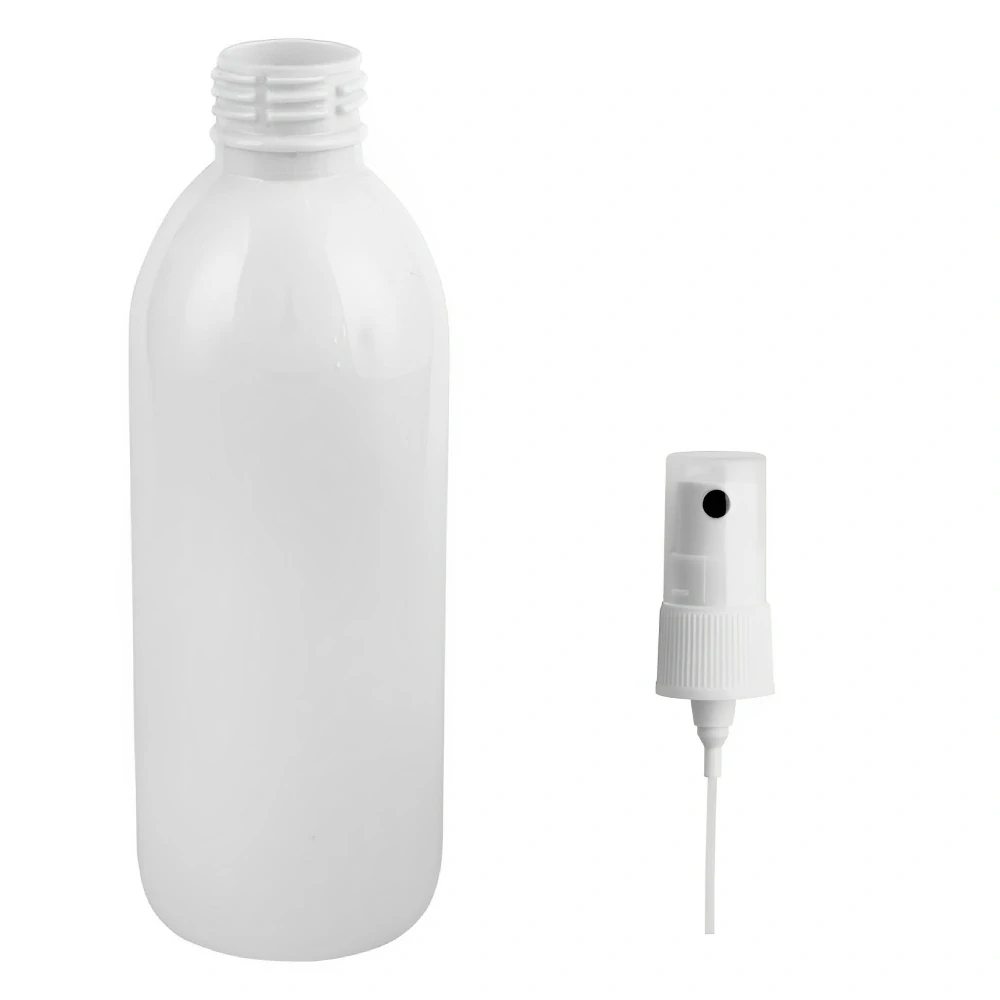 Plastová lahvička bílá s kosmetickým rozprašovačem Tera 300 ml