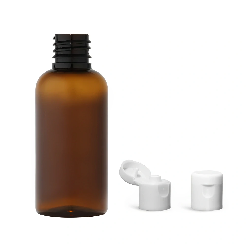 Plastová lahvička hněda s bílým dávkovacím víčkem Via 50 ml