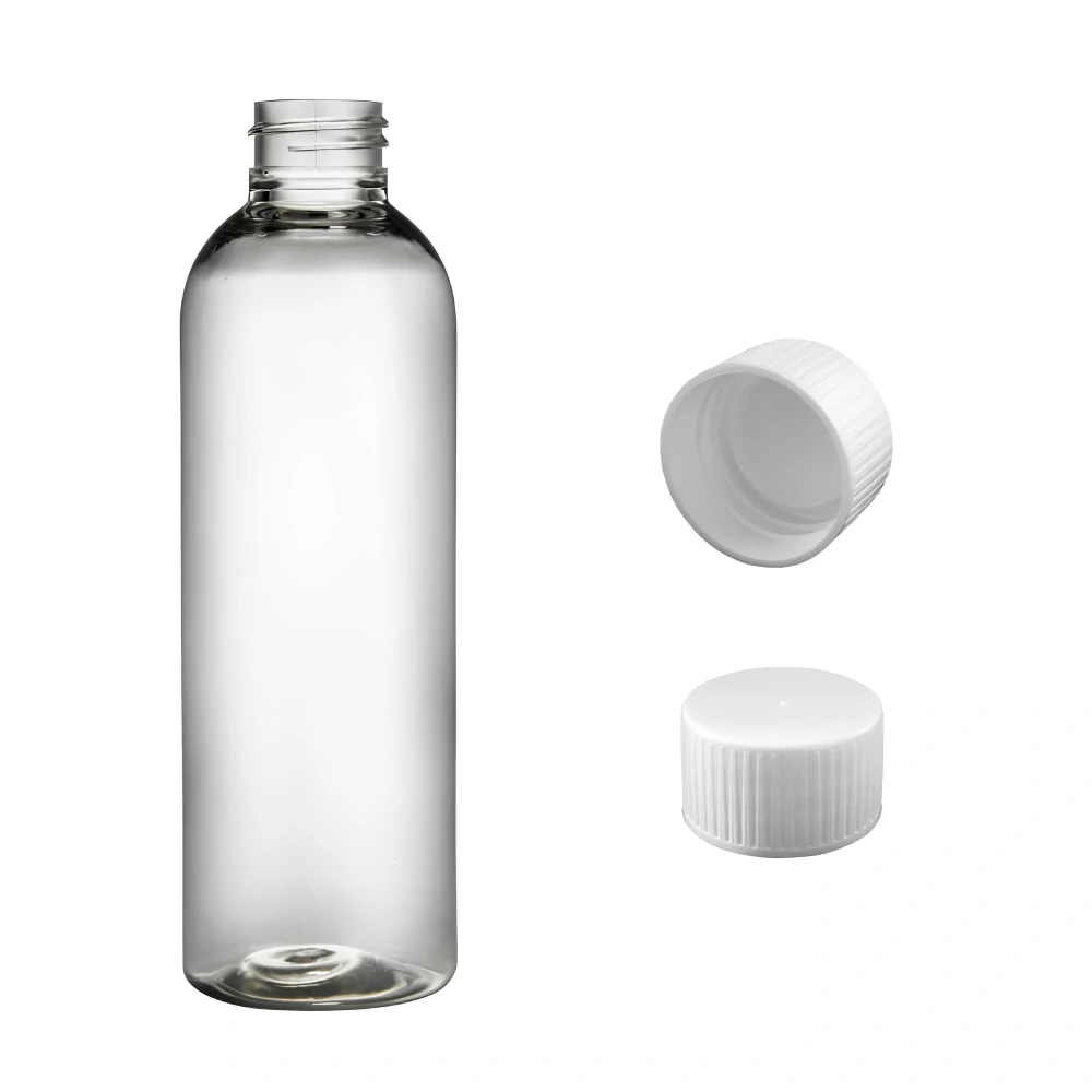 Plastová lahvička čirá s bílým víčkem Ambra 200 ml