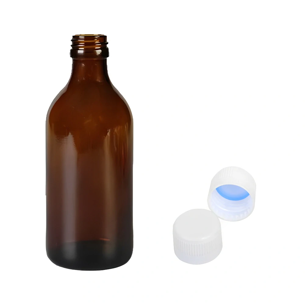 Skleněná lékovka s bílým uzávěrem s pojistkou Luna 250 ml
