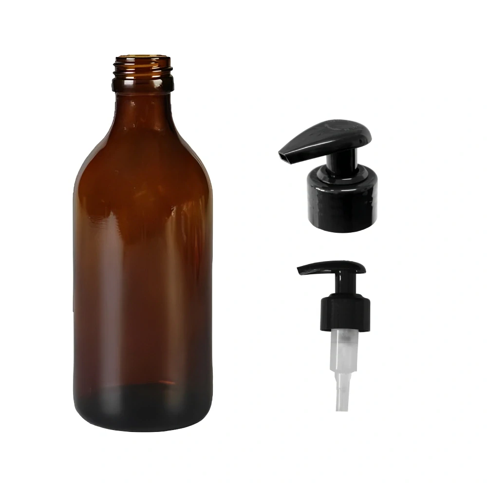 Skleněná lékovka s černou pumpičkou Luna 250 ml