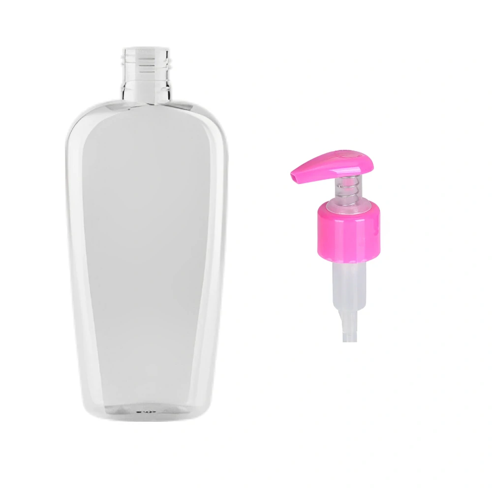 Plastová lahvička čirá s růžovou pumpičkou ARIS 300 ml