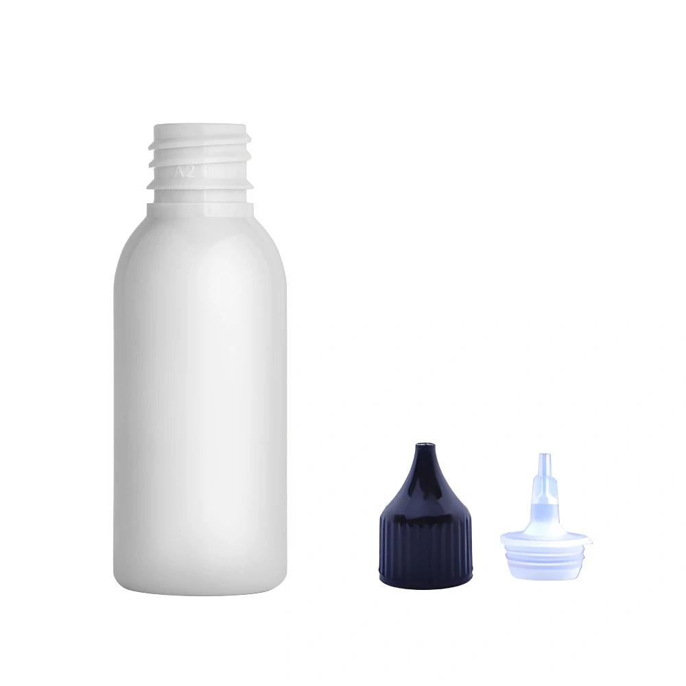 Plastová lahvička bílá s černou špičkou Via 35 ml