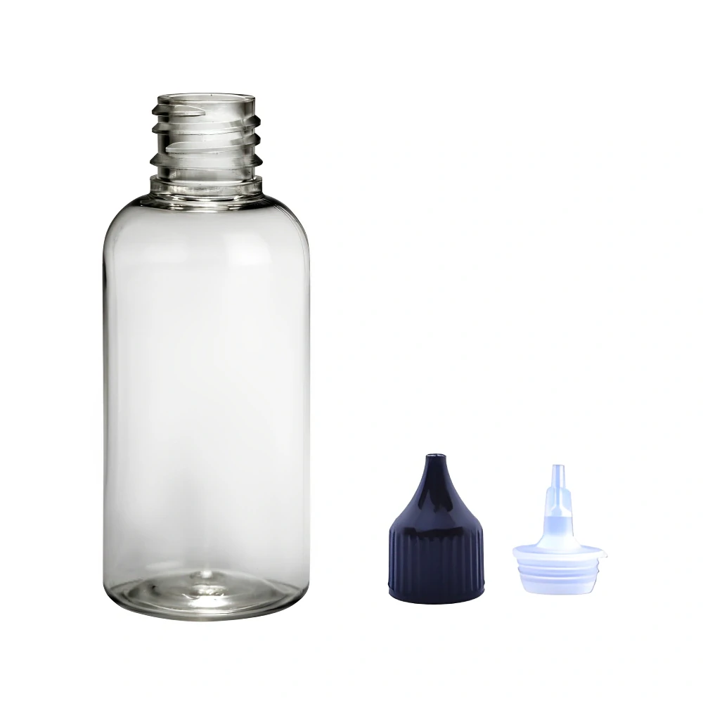 Plastová lahvička čirá s černou špičkou Via 50 ml