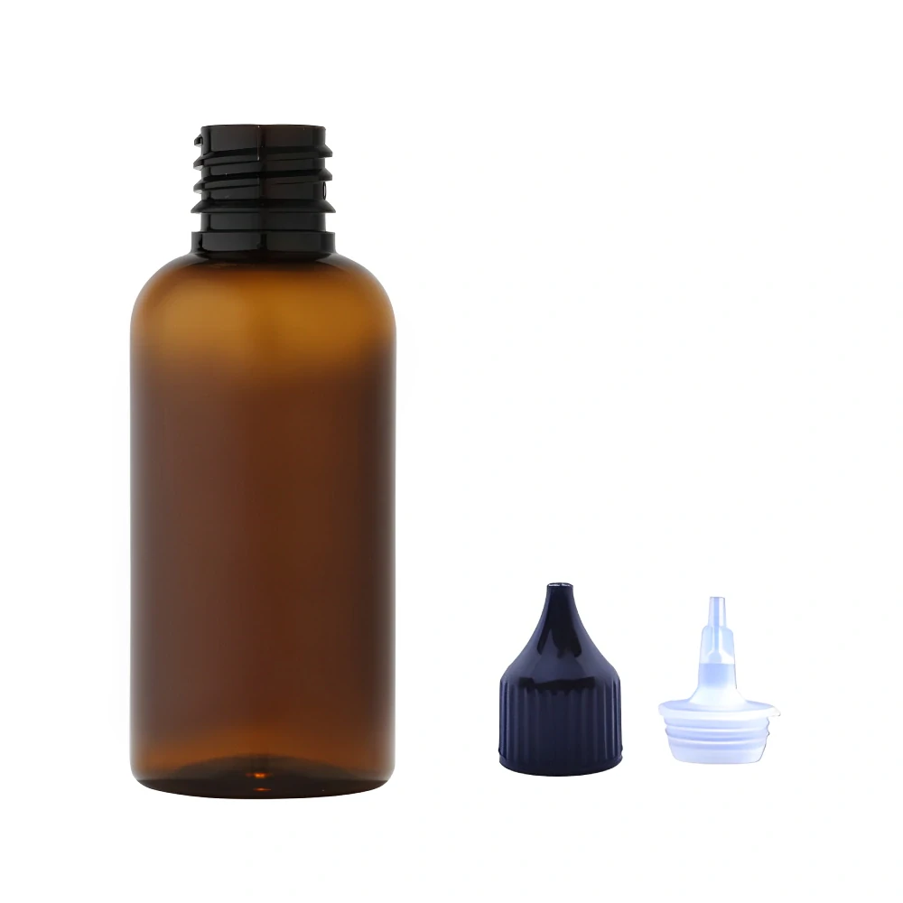 Plastová lahvička hnědá s černou špičkou Via 50 ml