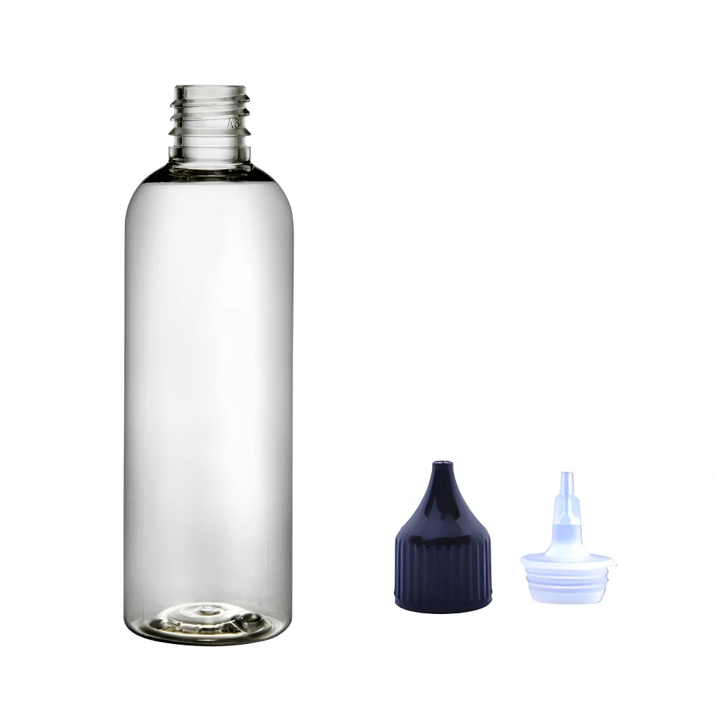 Plastová lahvička čirá s černou špičkou Via 100 ml