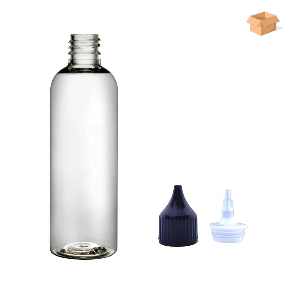 Plastová lahvička čirá s černou špičkou Via 100 ml - 400 ks