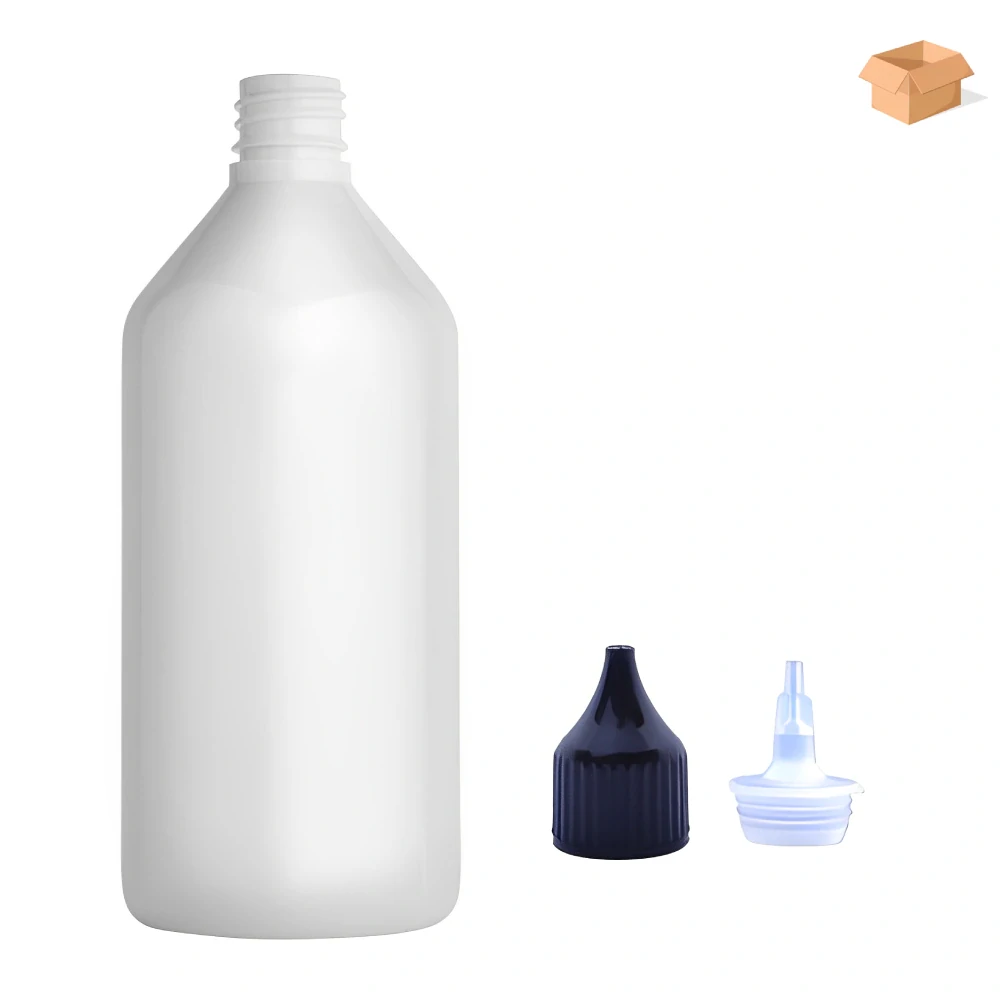 Plastová lahvička bílá s černou špičkou Via 215 ml - 225 ks