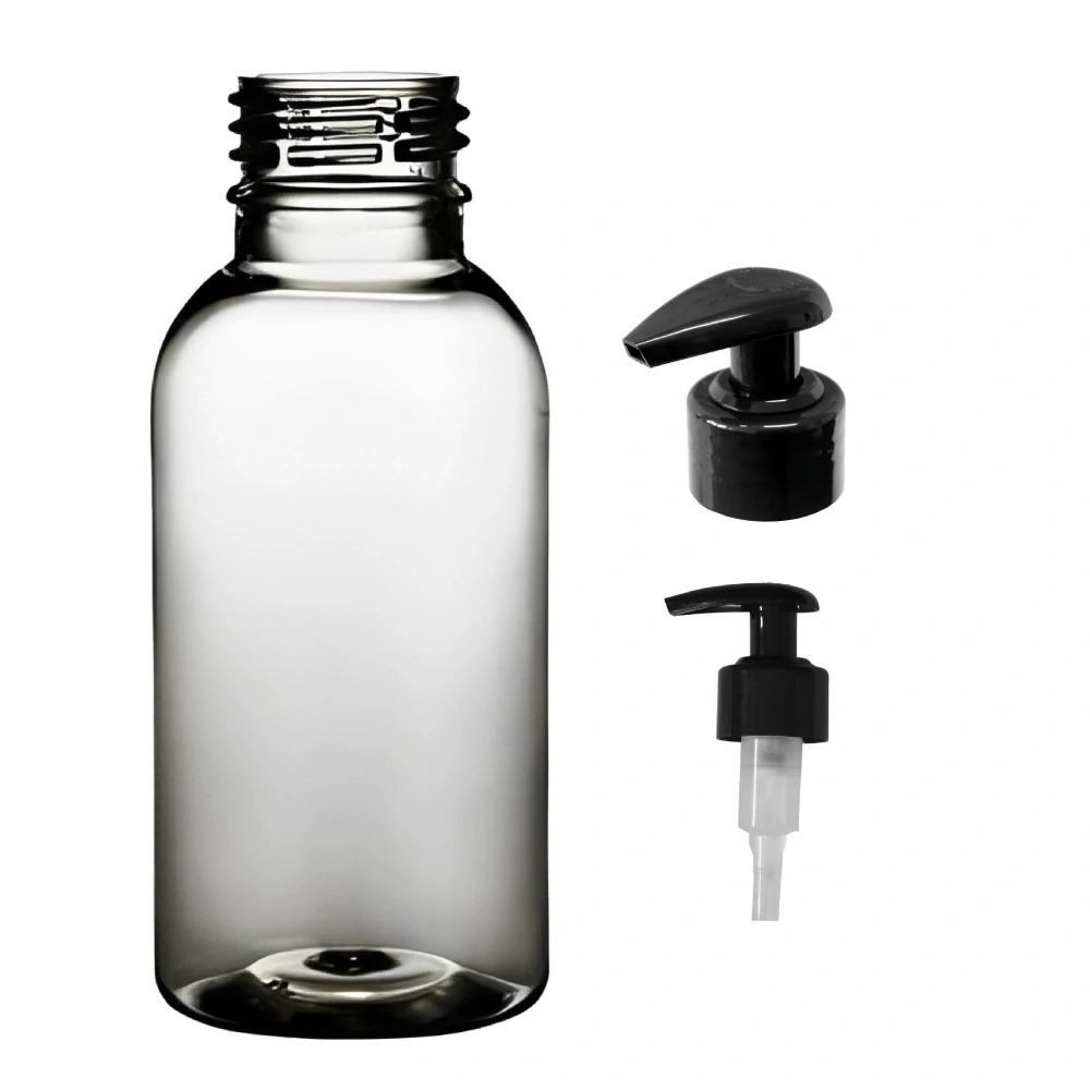 Plastová lahvička čirá s černou pumpičkou Tera 100 ml