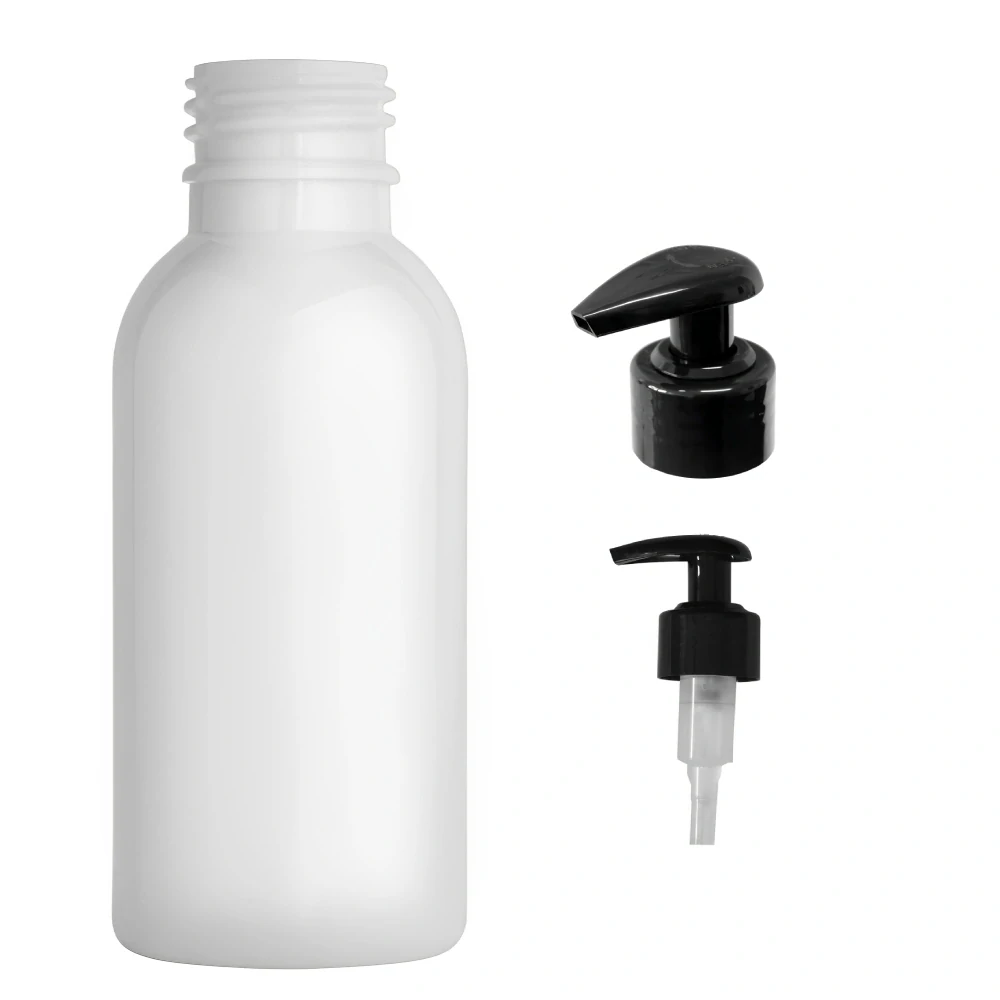 Plastová lahvička bílá s černou pumpičkou Tera 100 ml