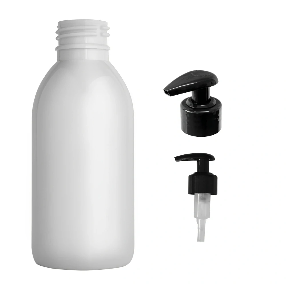 Plastová lahvička bílá s černou pumpičkou Tera 150 ml