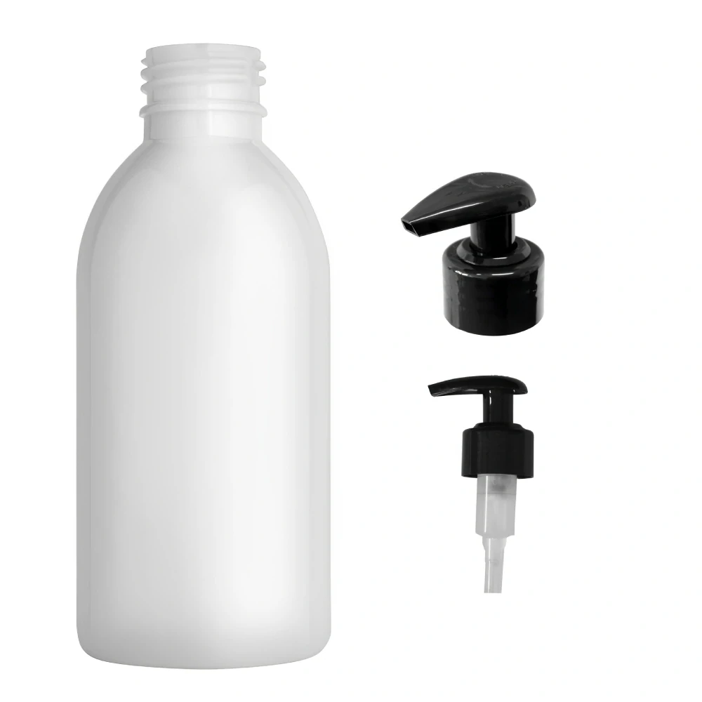 Plastová lahvička bílá s černou pumpičkou Tera 200 ml