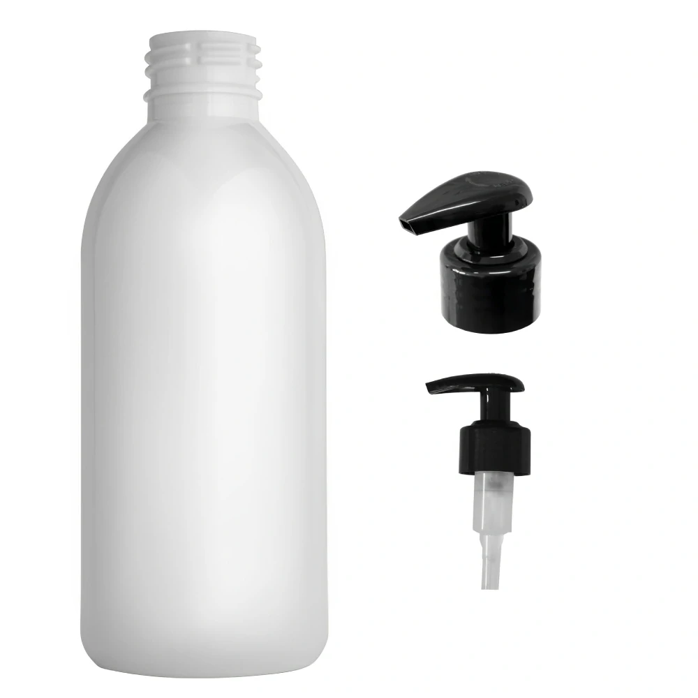 Plastová lahvička bílá s černou pumpičkou Tera 250 ml