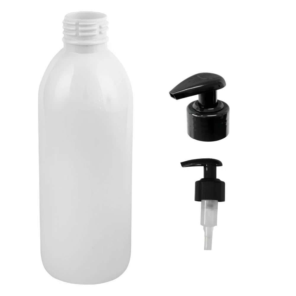 Plastová lékovka bílá s černou pumpičkou Tera 300 ml