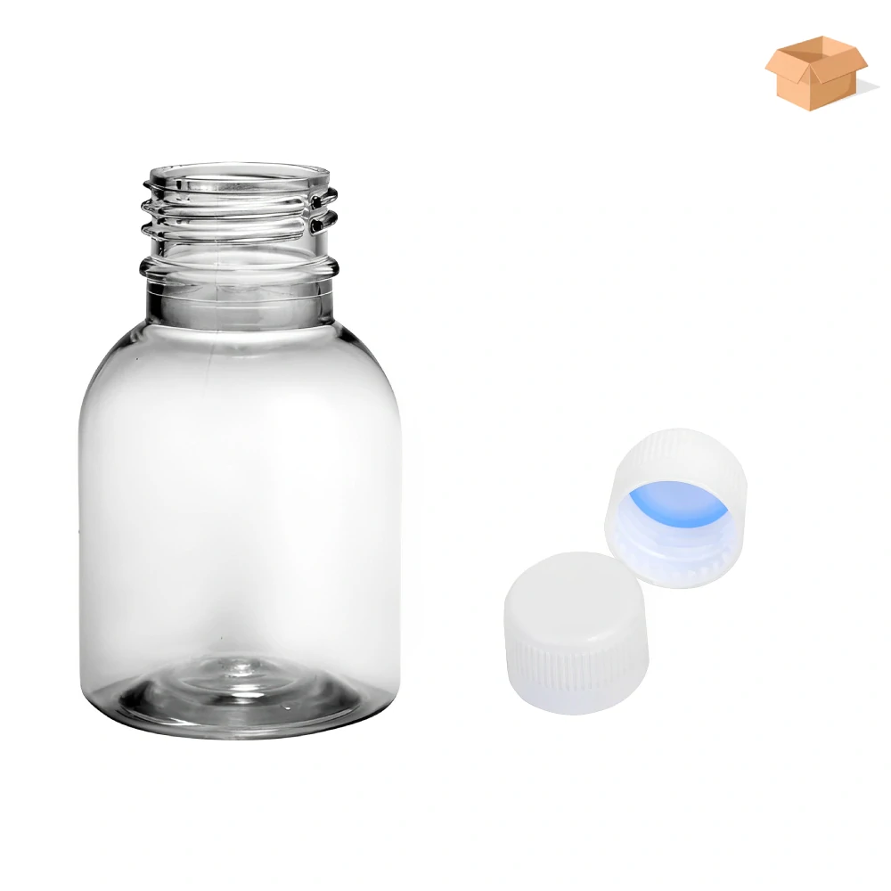 Plastová lahvička čirá s bílým uzávěrem Tera 50 ml - 600 ks