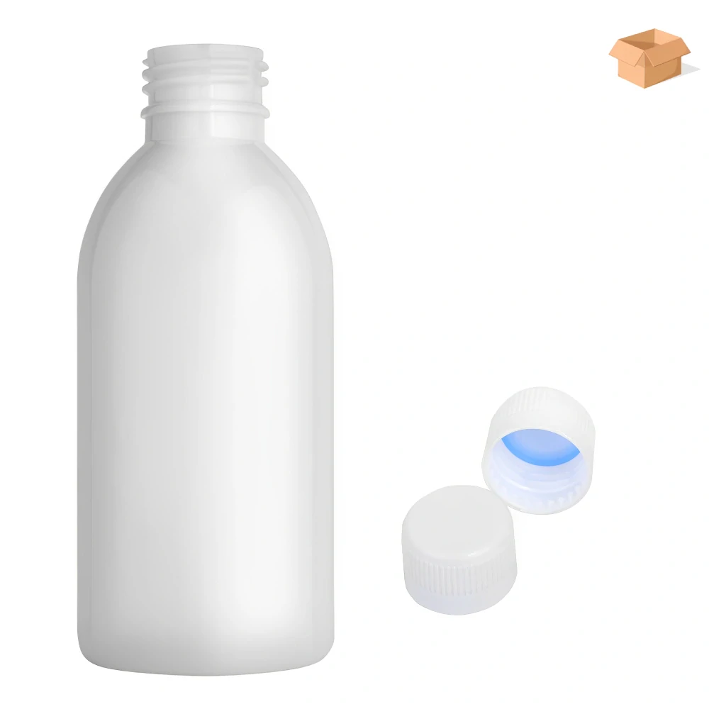 Plastová lahvička bílá s bílým uzávěrem Tera 200 ml - 220 ks