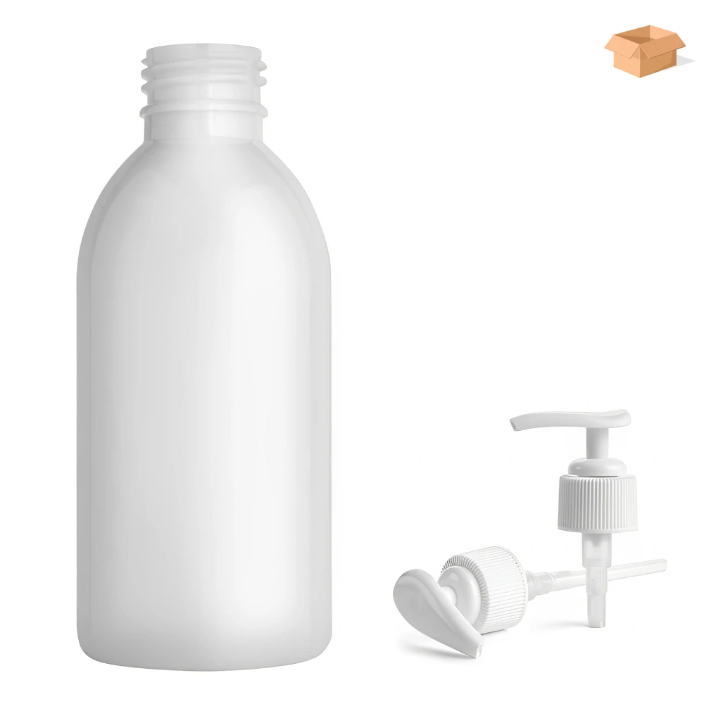 Plastová lahvička bílá s bílou pumpičkou Tera 200 ml - 220 ks