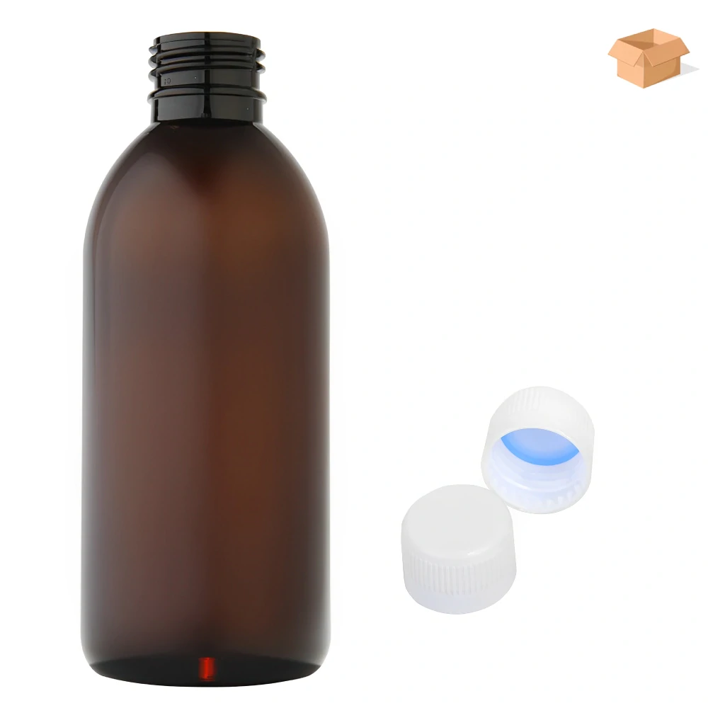 Plastová lahvička hnědá s bílým uzávěrem Tera 250 ml - 180 ks