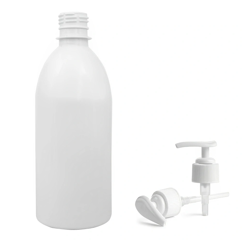 Plastová lahvička bílá s bílou pumpičkou Tera 500 ml