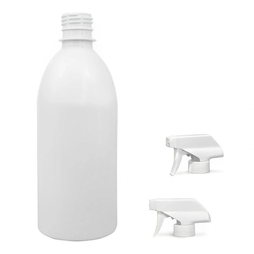 Plastová lahvička bílá s bílým pistolovým rozprašovačem Tera 500 ml