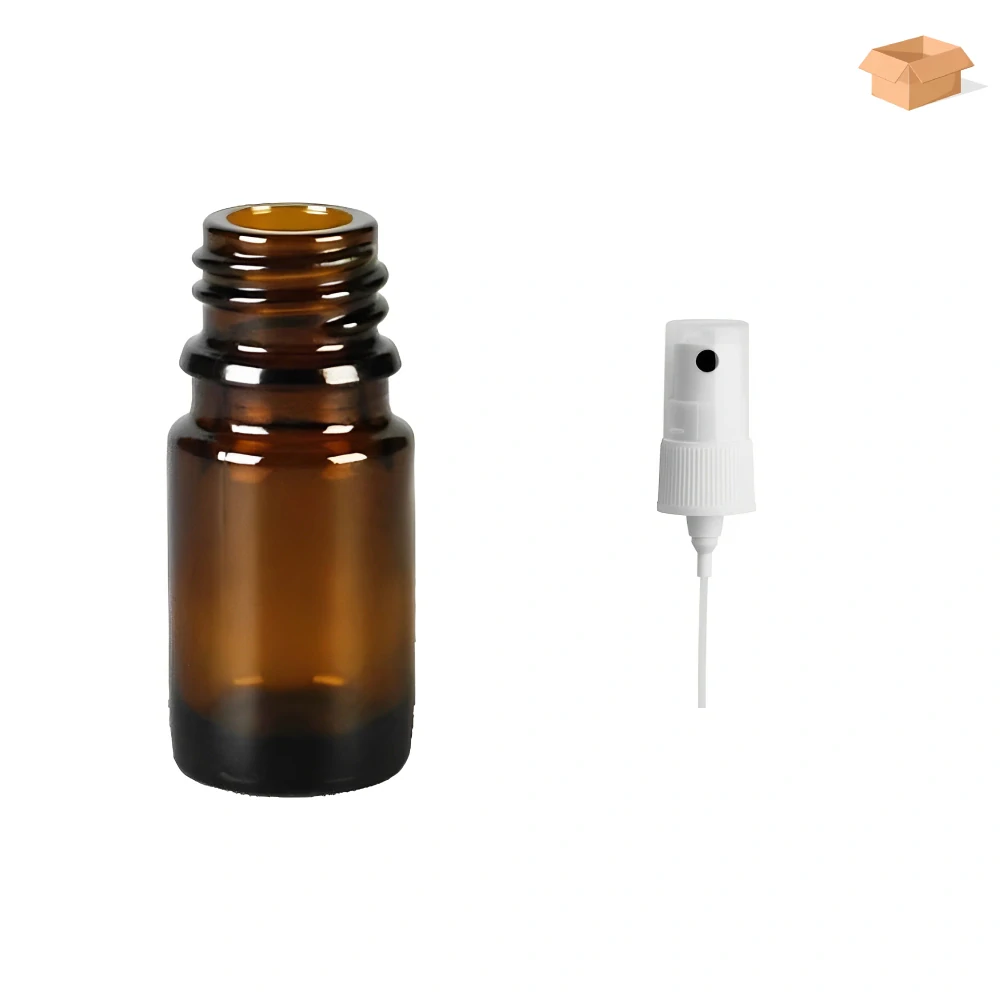 Skleněná lékovka s bílým kosmetickým rozprašovačem Luna 15 ml - 195 ks