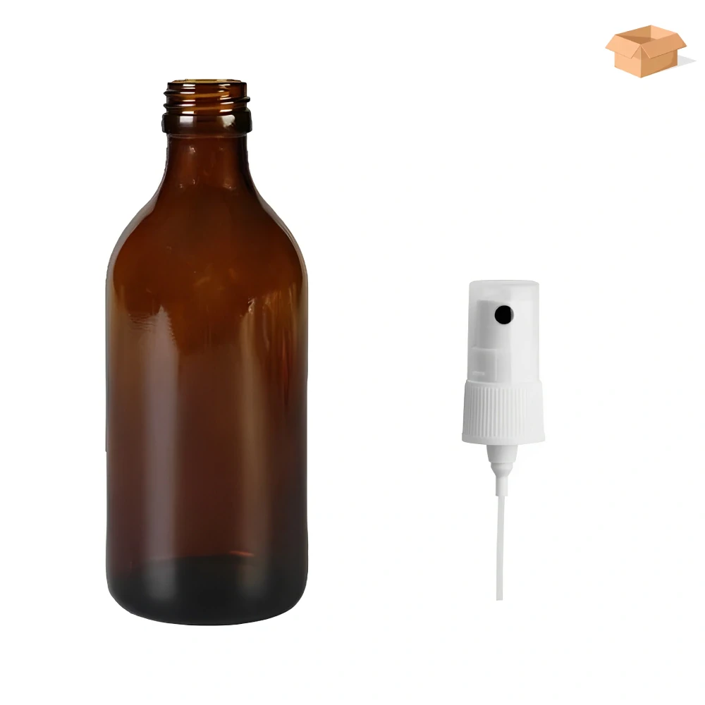 Skleněná lékovka s kosmetickým rozprašovačem Luna 250 ml - 39 ks