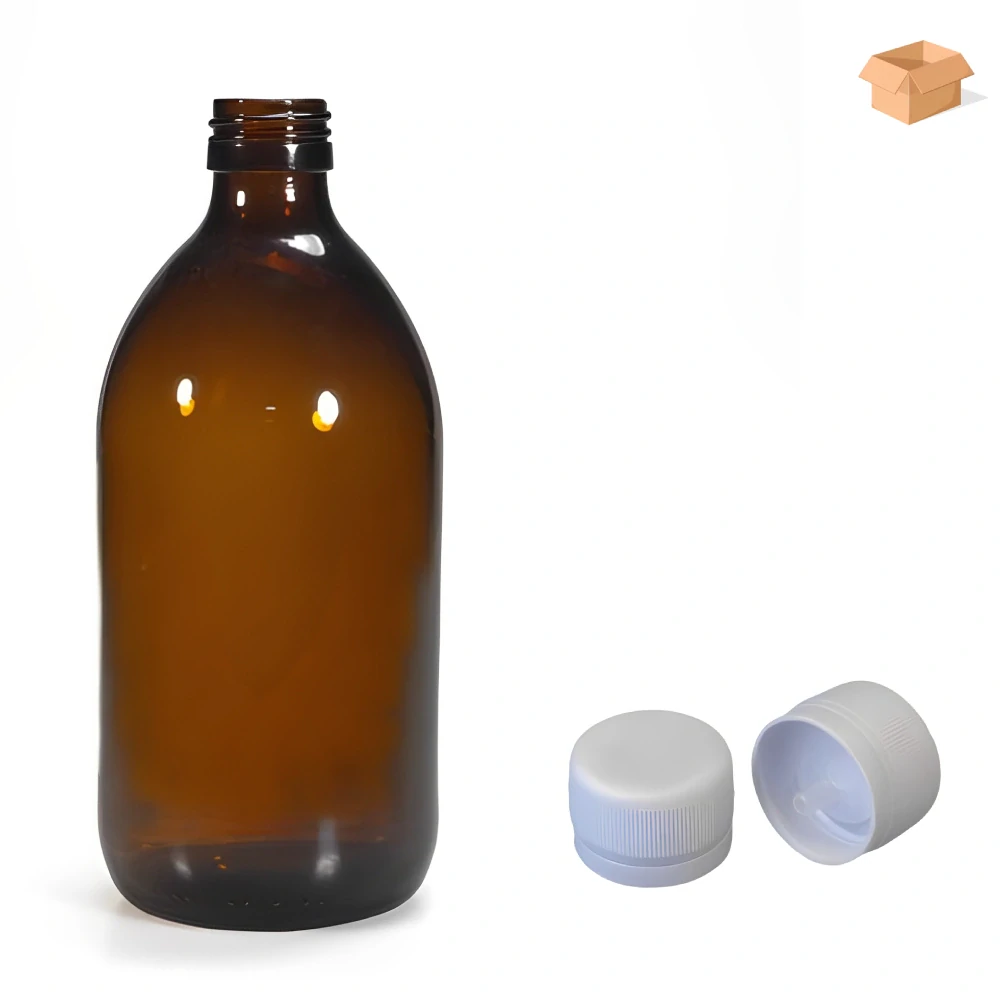 Skleněná lékovka s kapajícím uzávěrem Luna 500 ml - 35 ks