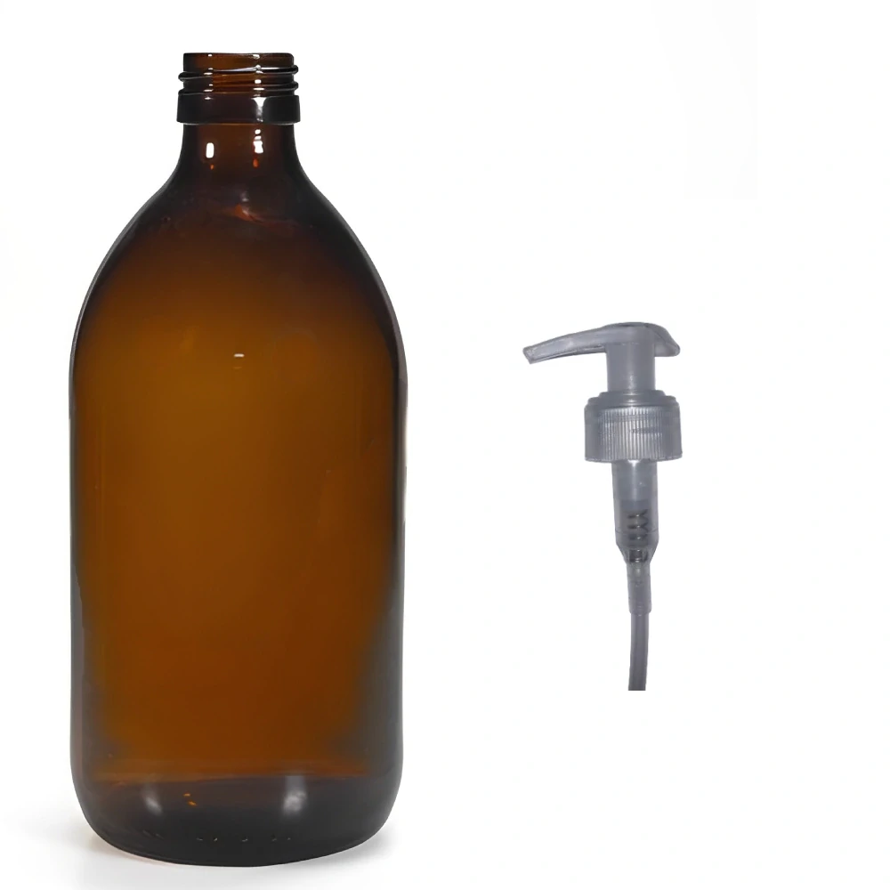 Skleněná lékovka s transparentní pumpičkou Luna 1000 ml