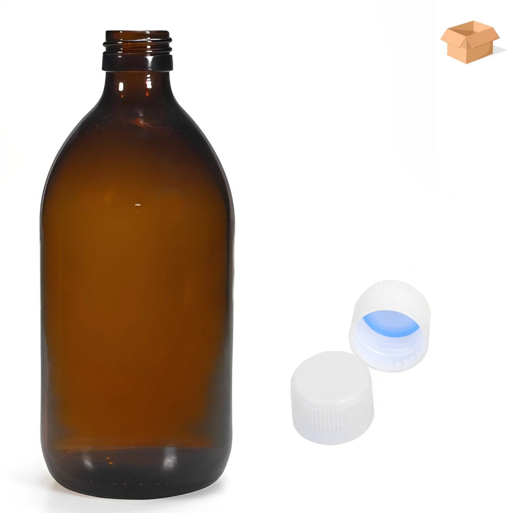 Skleněná lékovka s bílým uzávěrem s pojistkou Luna 1000 ml - 14 ks