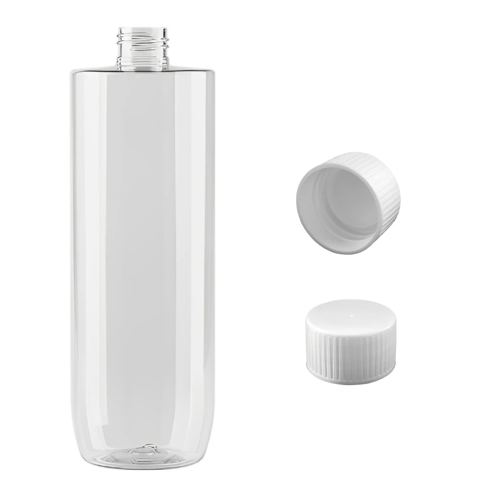 Plastová lahvička čirá s bílým uzávěrem Ambra 500 ml