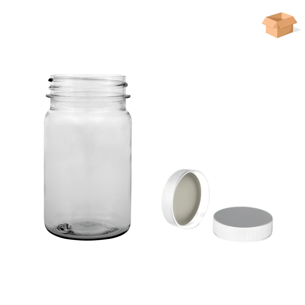 Plastová lahvička čirá s bílým uzávěrem Pilulka 100 ml - 390 ks