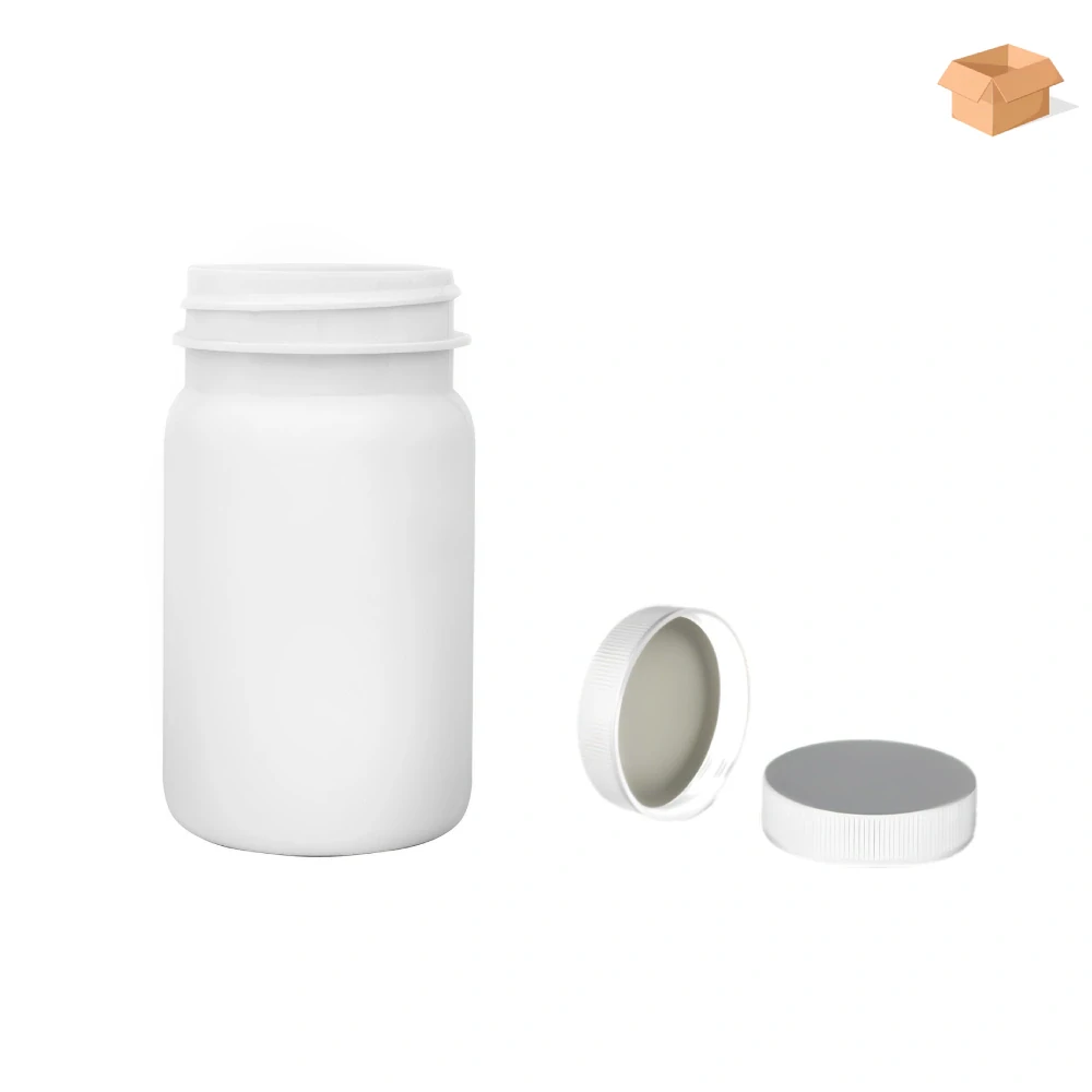 Plastová lahvička bílá s bílým uzávěrem Pilulka 100 ml - 390 ks