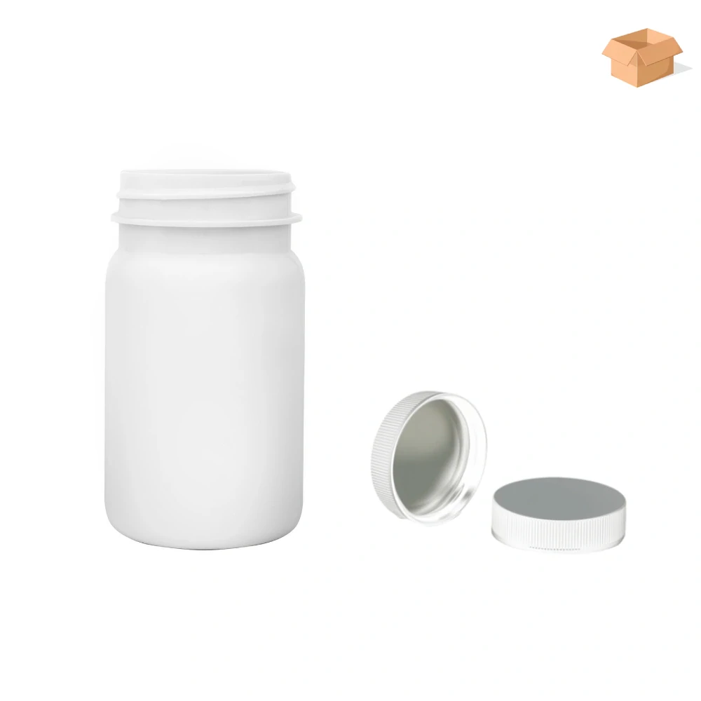 Plastová lahvička bílá s bílým uzávěrem s ALU vložkou Pilulka 100 ml - 390 ks