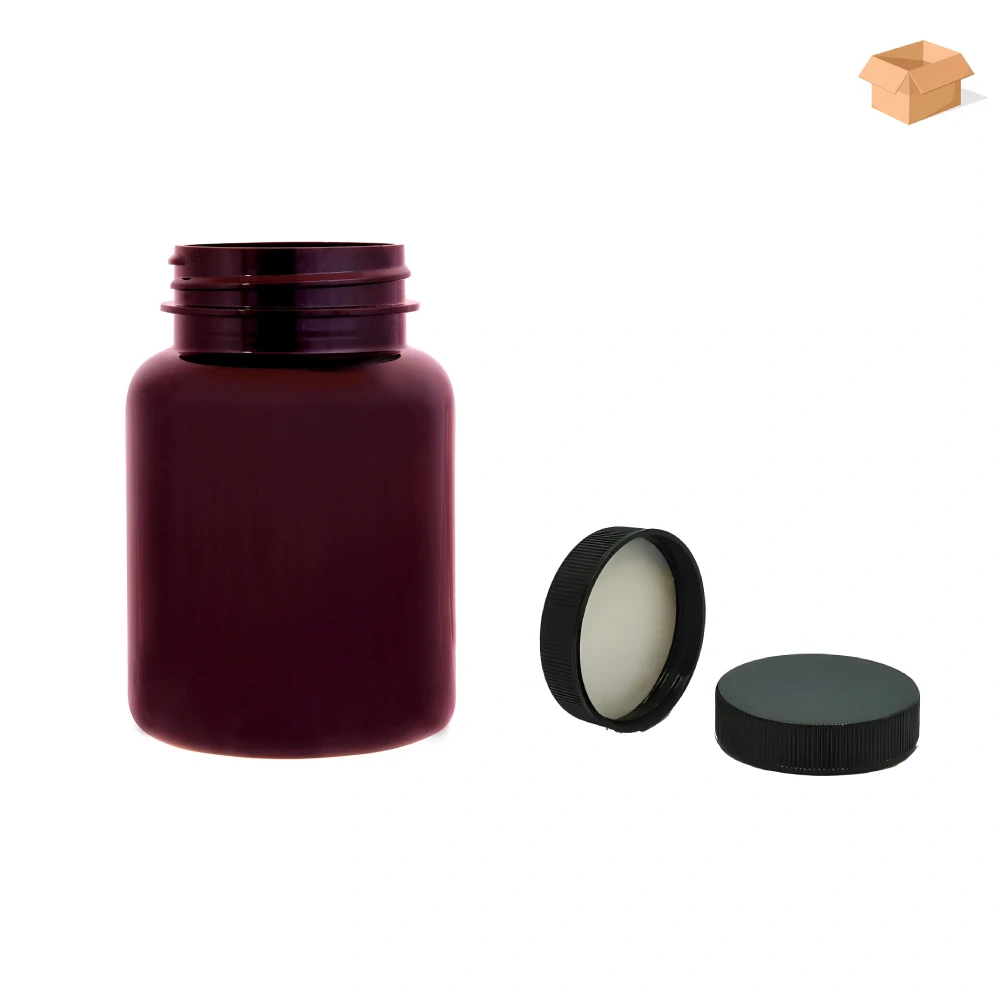 Plastová lahvička hnědá s černým uzávěrem Pilulka 150 ml - 270 ks