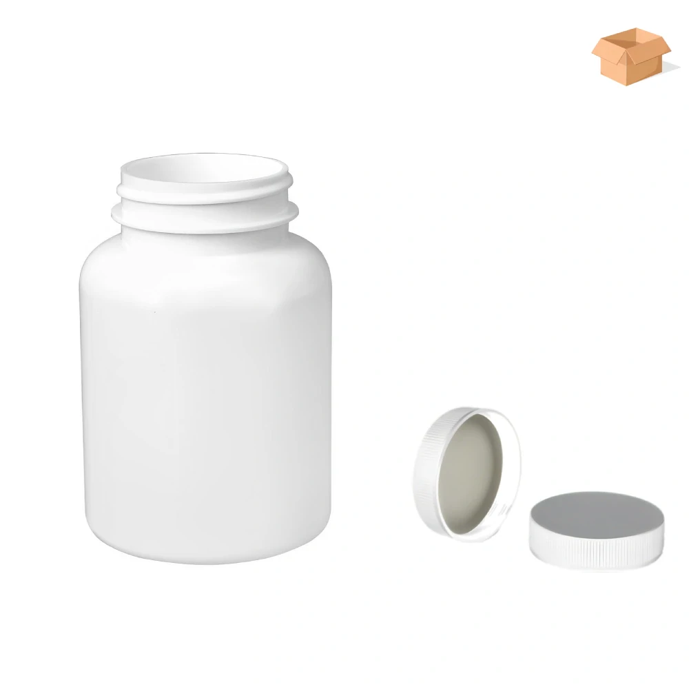 Plastová lahvička bílá s bílým uzávěrem Pilulka 200 ml - 225 ks