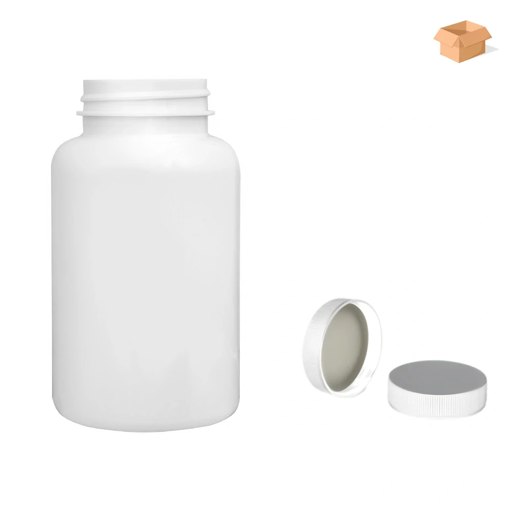 Plastová lahvička bílá s bílým uzávěrem Pilulka 250 ml - 165 ks
