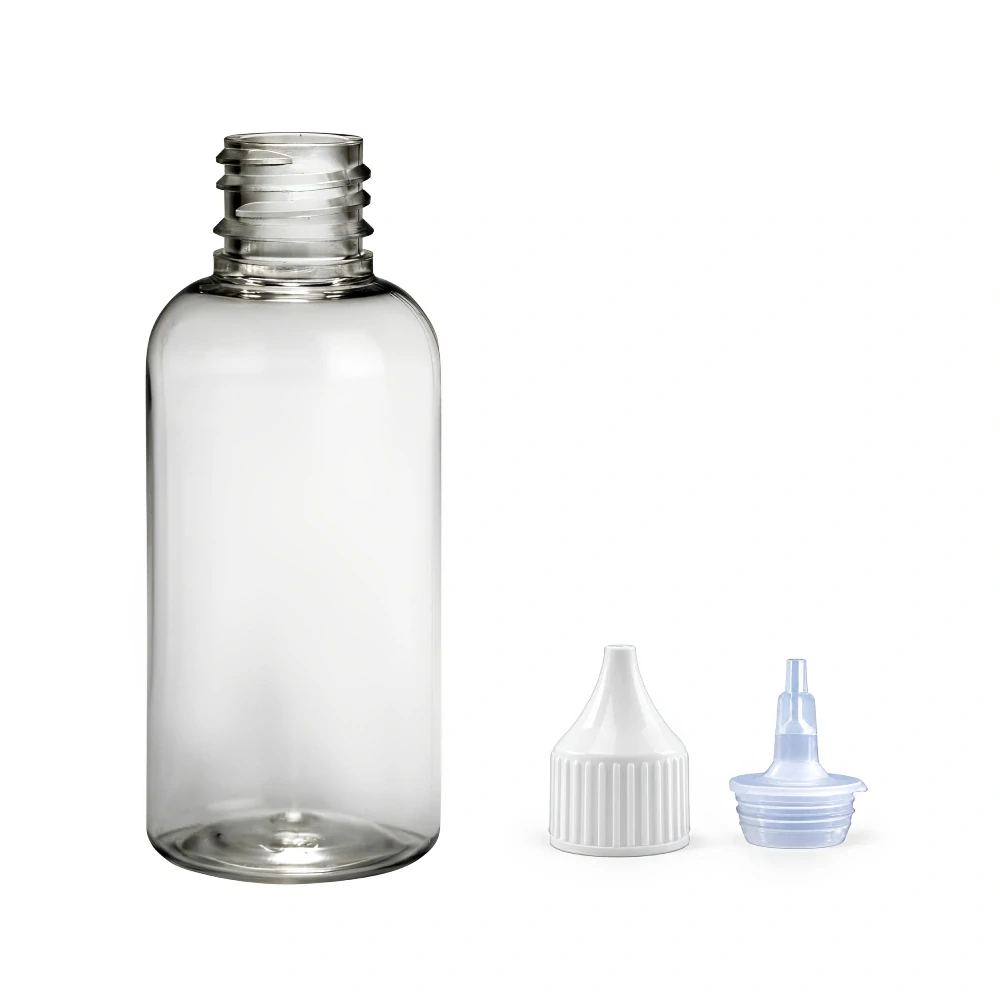 Plastová lahvička čirá s bílou špičkou Via 50 ml