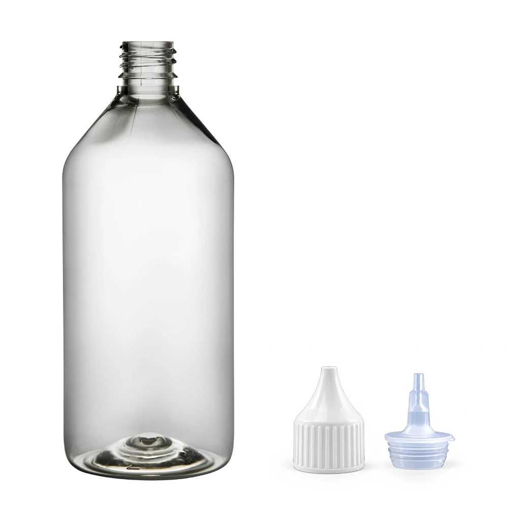Plastová lahvička čirá s bílou špičkou Via 215 ml