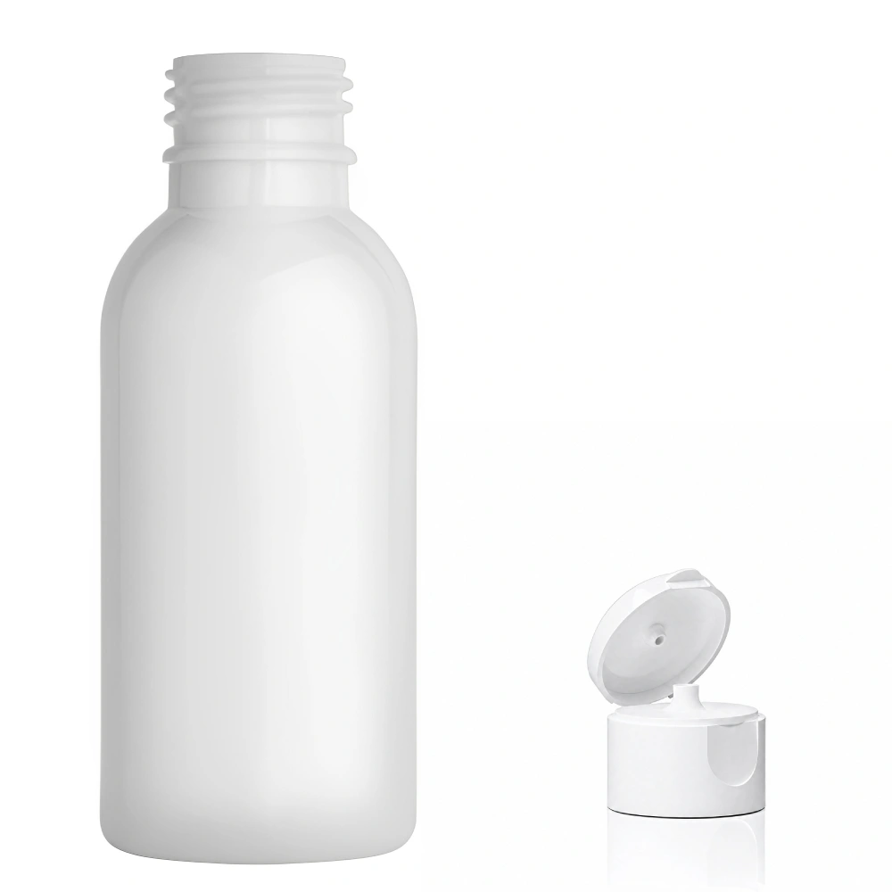 Plastová lahvička bílá s bílým dávkovacím víčkem Tera 100 ml