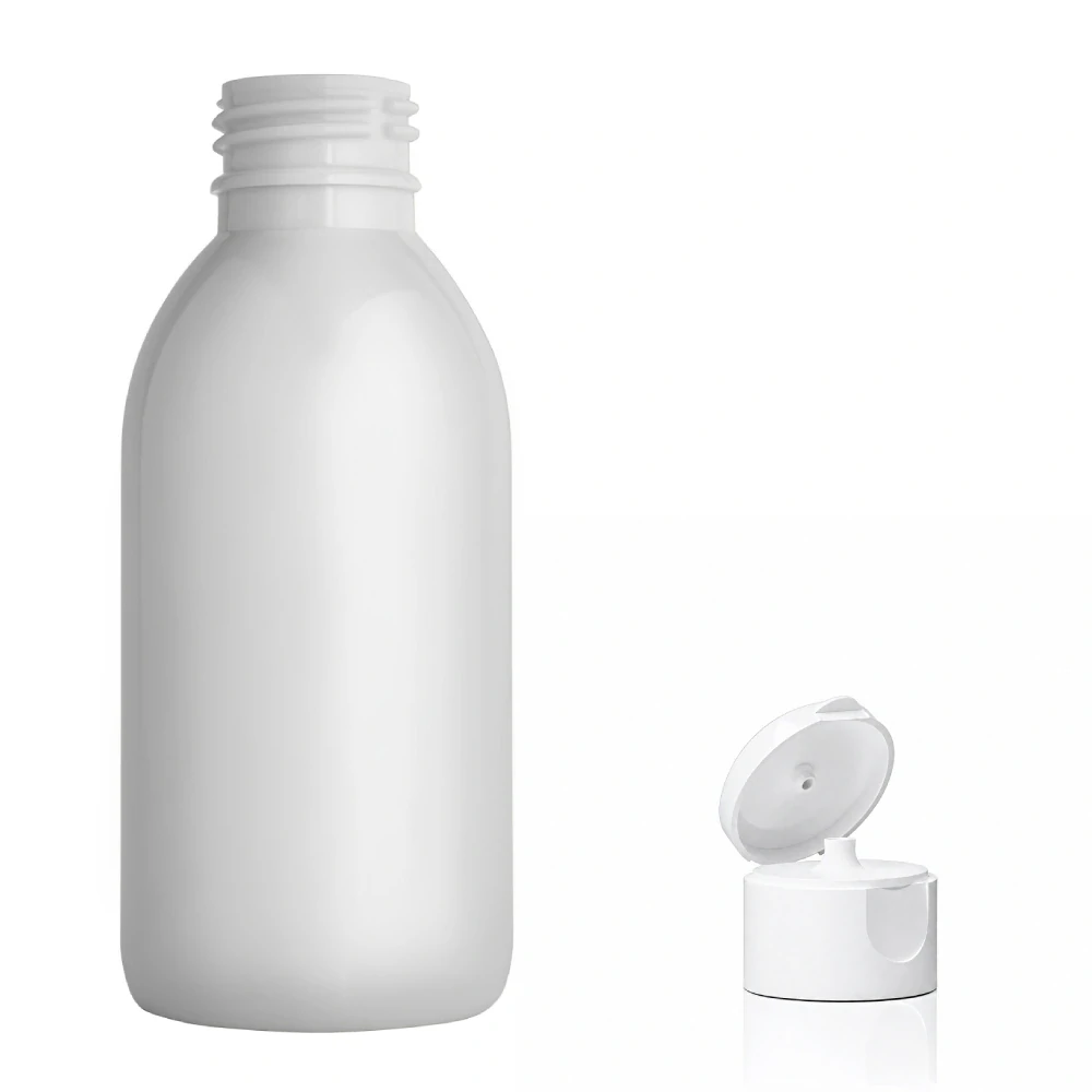 Plastová lahvička bílá s bílým dávkovacím víčkem Tera 150 ml