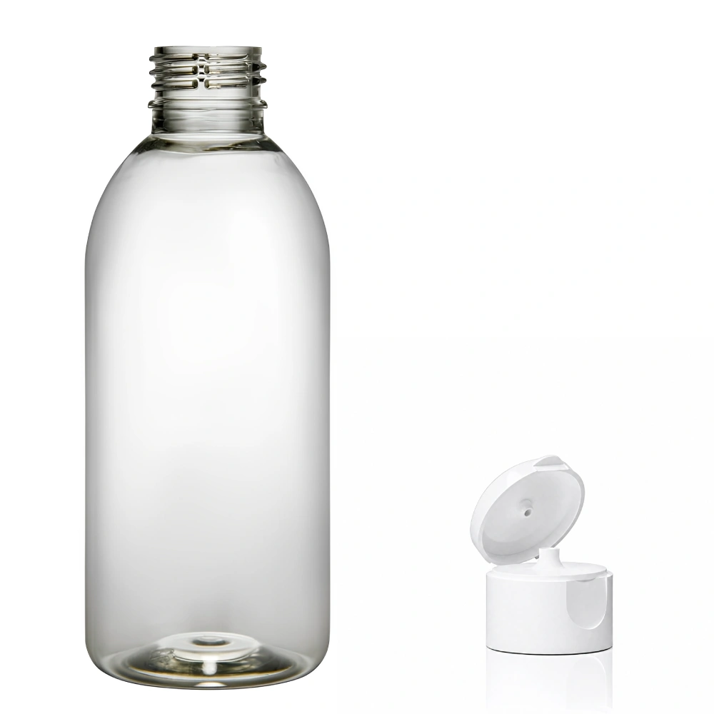 Plastová lahvička čirá s bílým dávkovacím víčkem Tera 200 ml