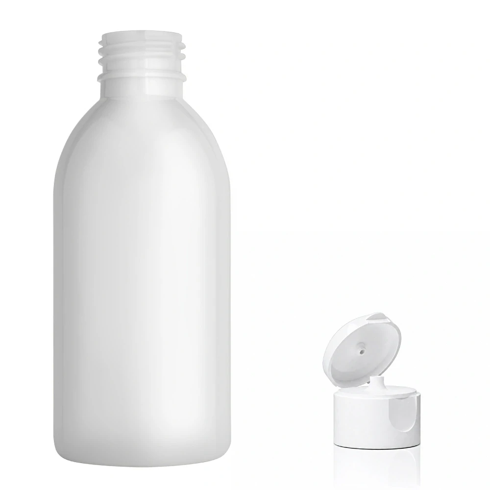 Plastová lahvička bílá s bílým dávkovacím víčkem Tera 200 ml