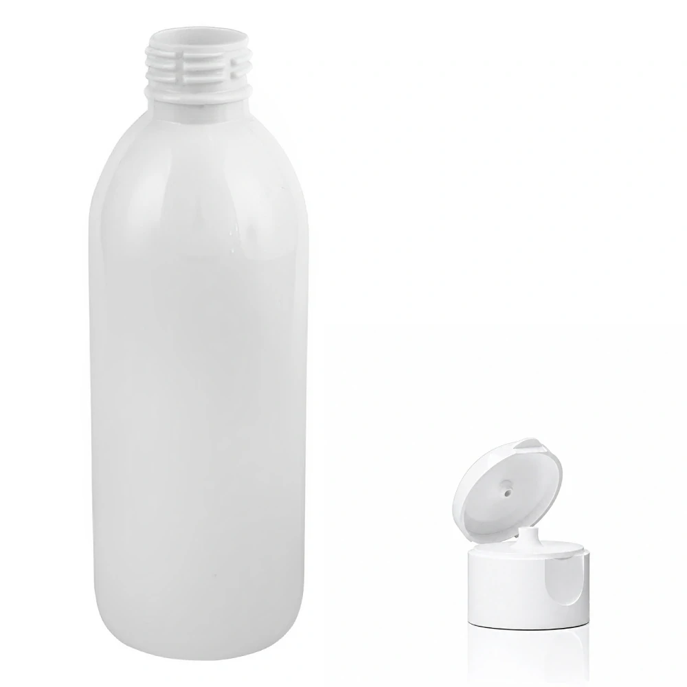 Plastová lahvička bílá s bílým dávkovacím víčkem Tera 300 ml