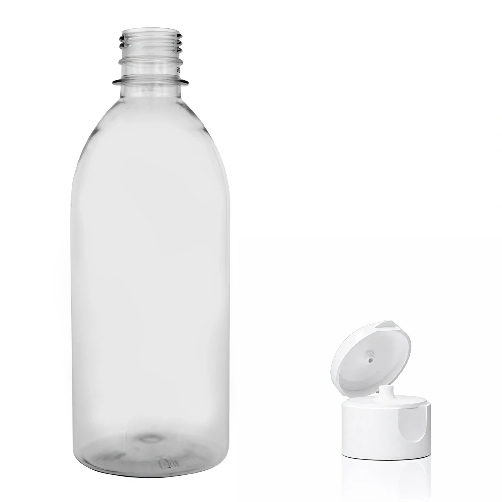 Plastová lahvička čirá s bílým dávkovacím víčkem Tera 500 ml