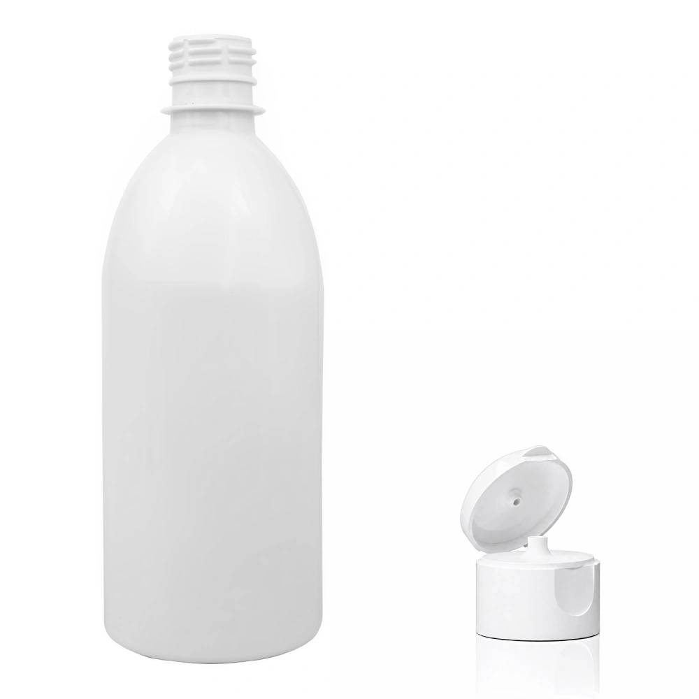 Plastová lahvička bílá s bílým dávkovacím víčkem Tera 500 ml