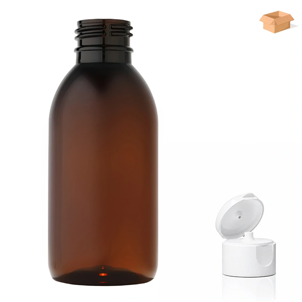 Plastová lahvička hnědá s bílým dávkovacím víčkem Tera 150 ml - 260 ks